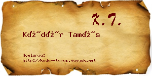 Kádár Tamás névjegykártya